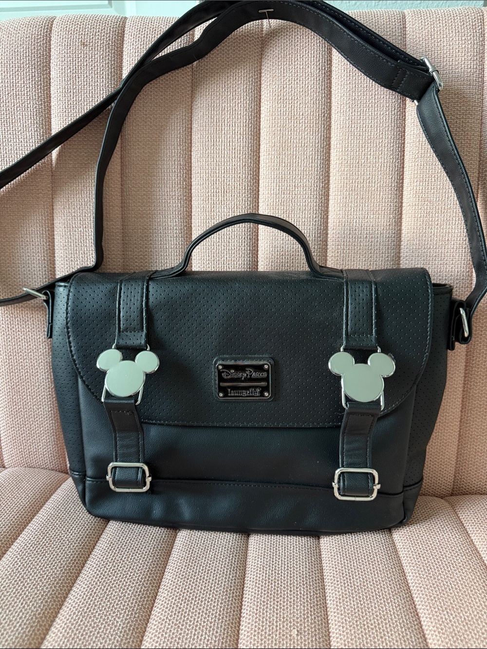 Loungefly Black Mickey Mouse Accent Crossbody Messenger Bag